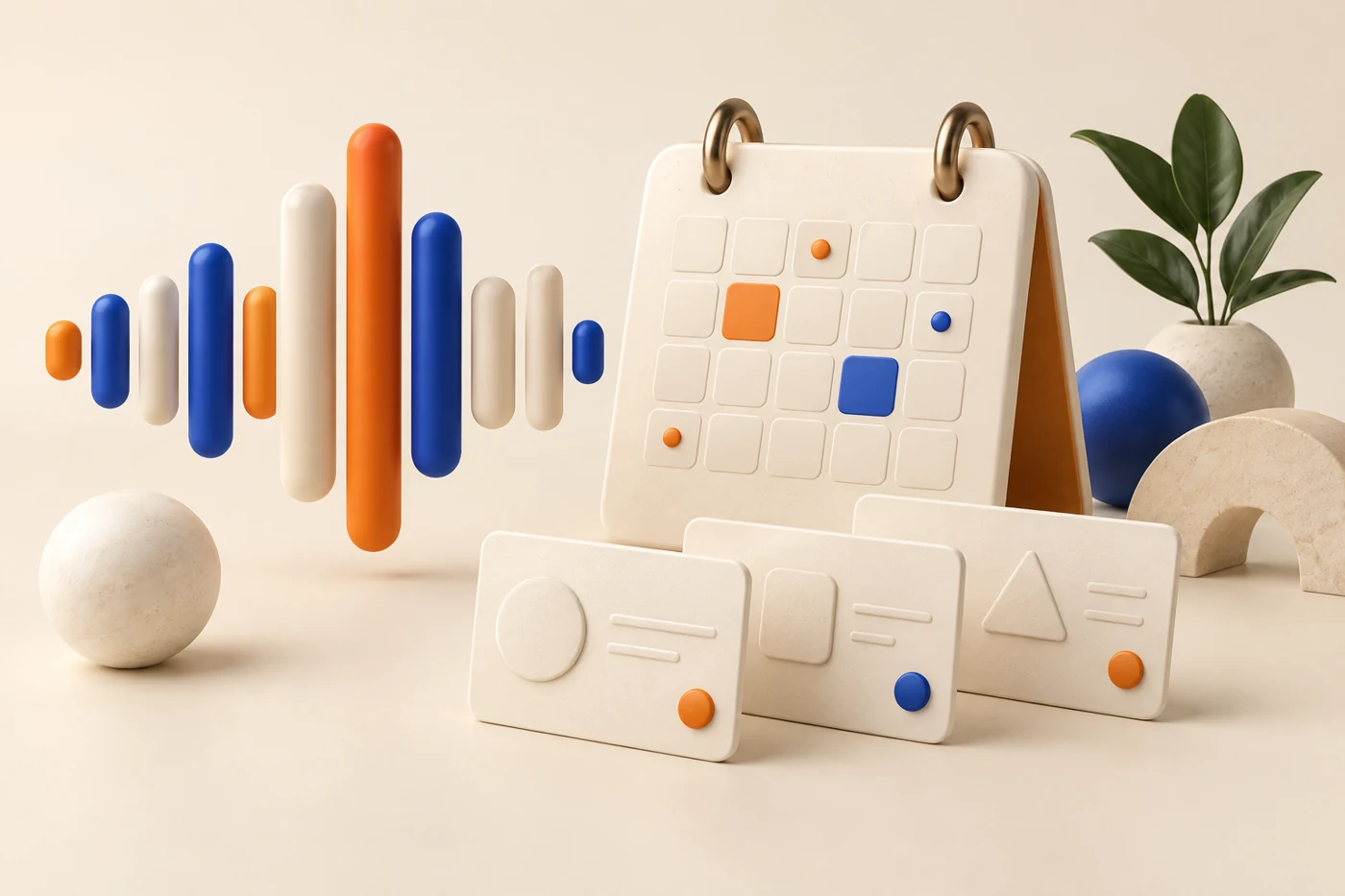 Concept illustration of a calendar and a voice waveform